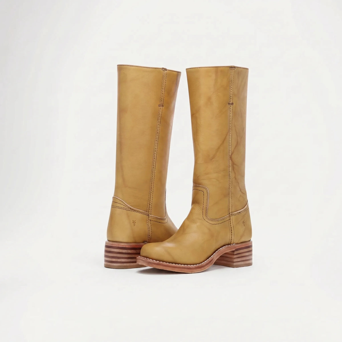 Women's Square-Toe Leather Knee High Boots for Layering – Yellow