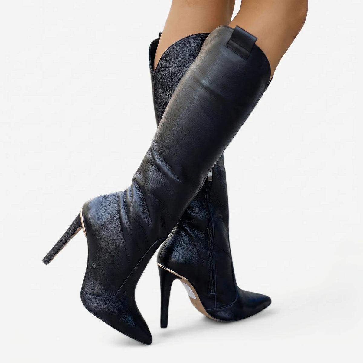 Women's Stiletto Knee High Boots – Black