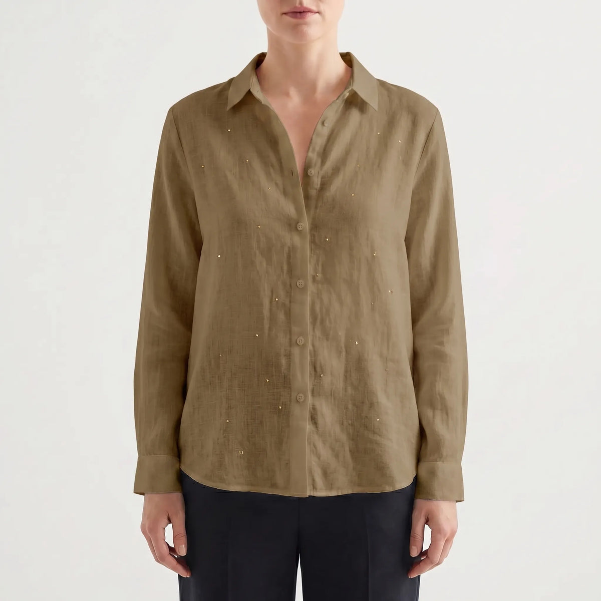 Women's Warm-Weather Button-Front Blouse – Brown