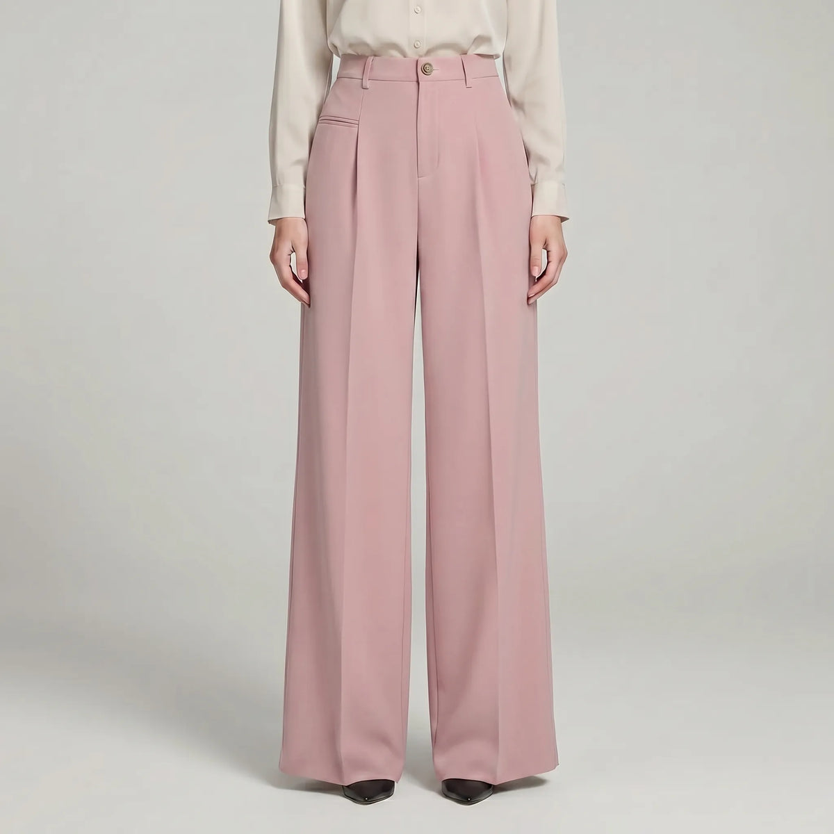 Women's Pleat-Detail Wide-Cut Palazzo Pants – Pink