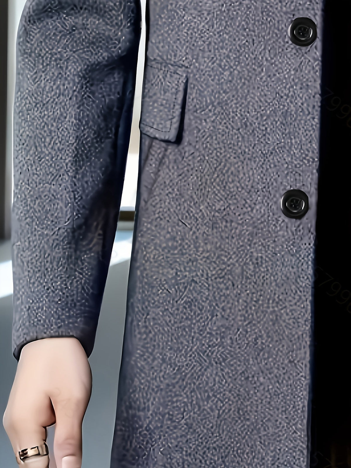 Men's Refined Single-Breast Overcoat with Side Pockets – view 4