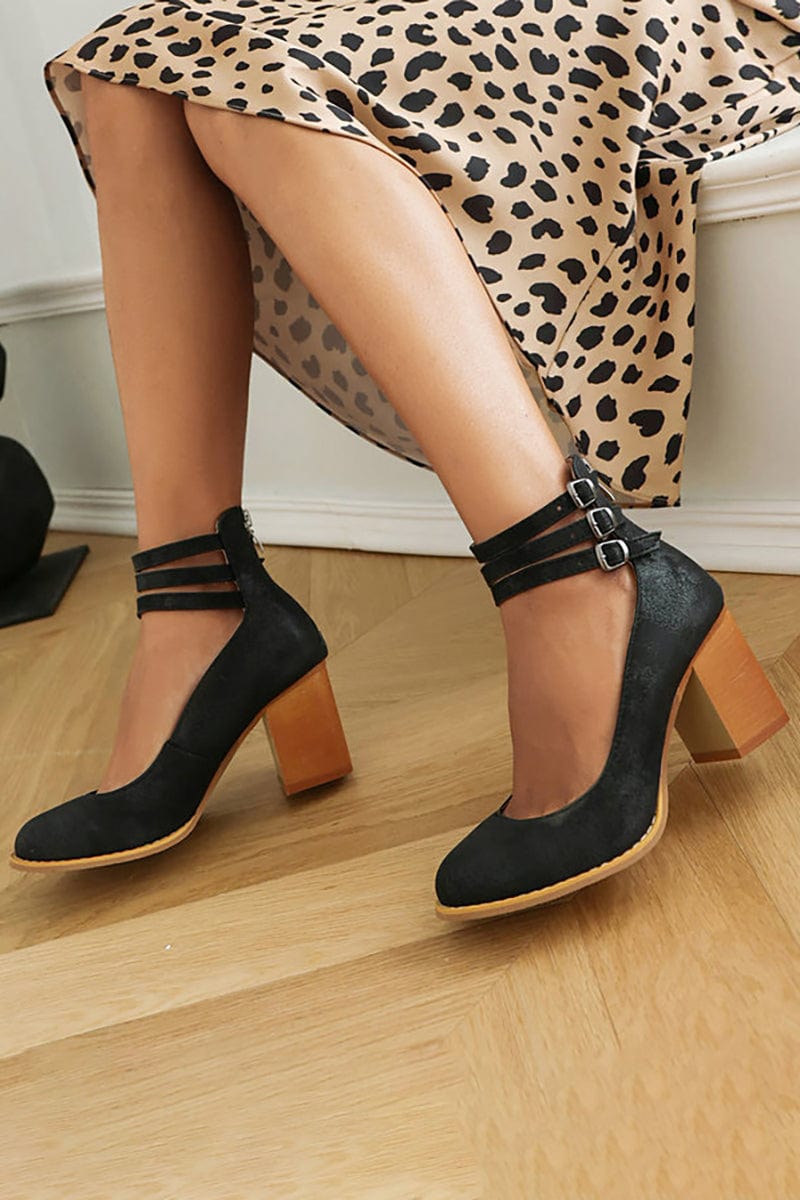 Women's Triple Buckle-Detail Block-Heel Booties – view 4