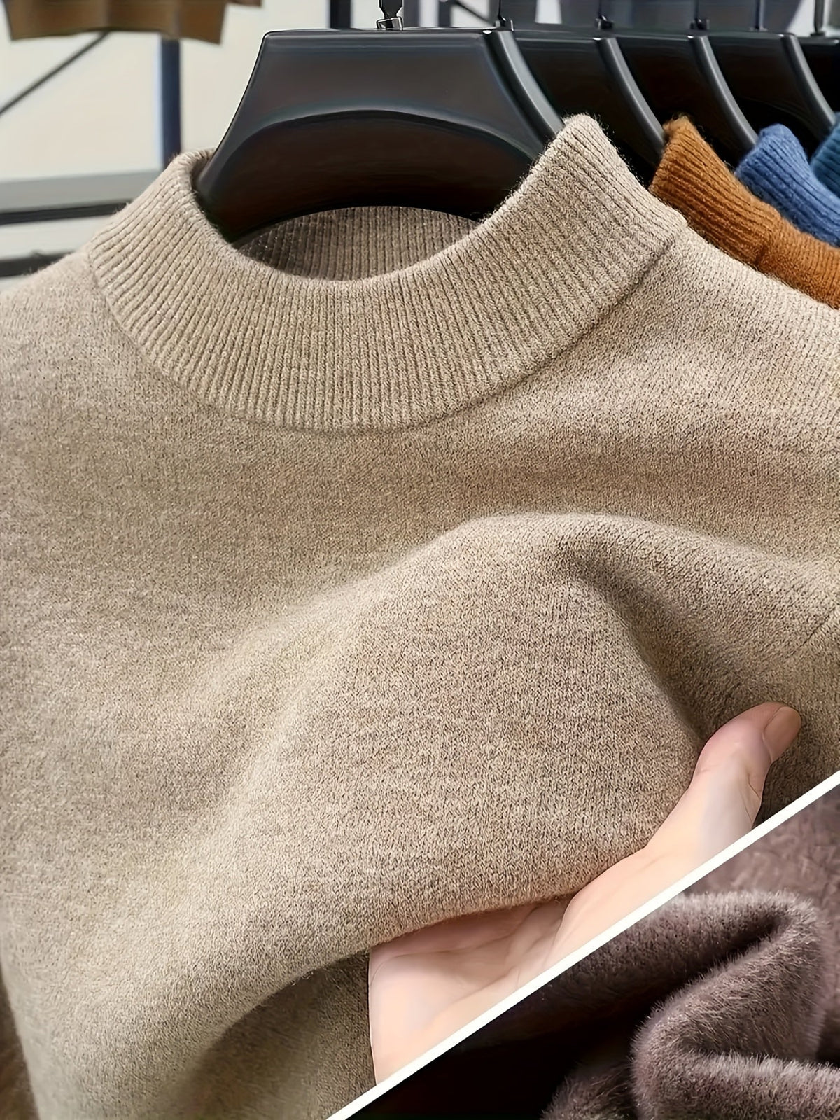 Men's Slim-Cut Rib-Knit Mock-Neck Knit Pullover – view 2
