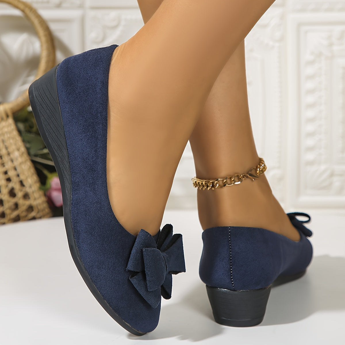 Women's Bow Detail Support Flats – Blue