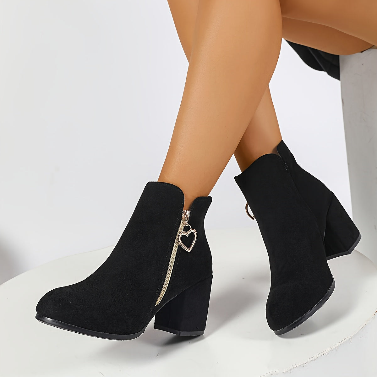 Women's Round-Toe Booties with Charm Detail – view 3
