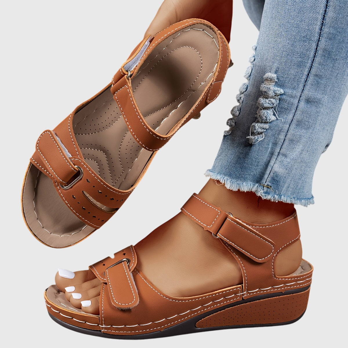 Women's Support Stretchy Comfort Sandals – Brown