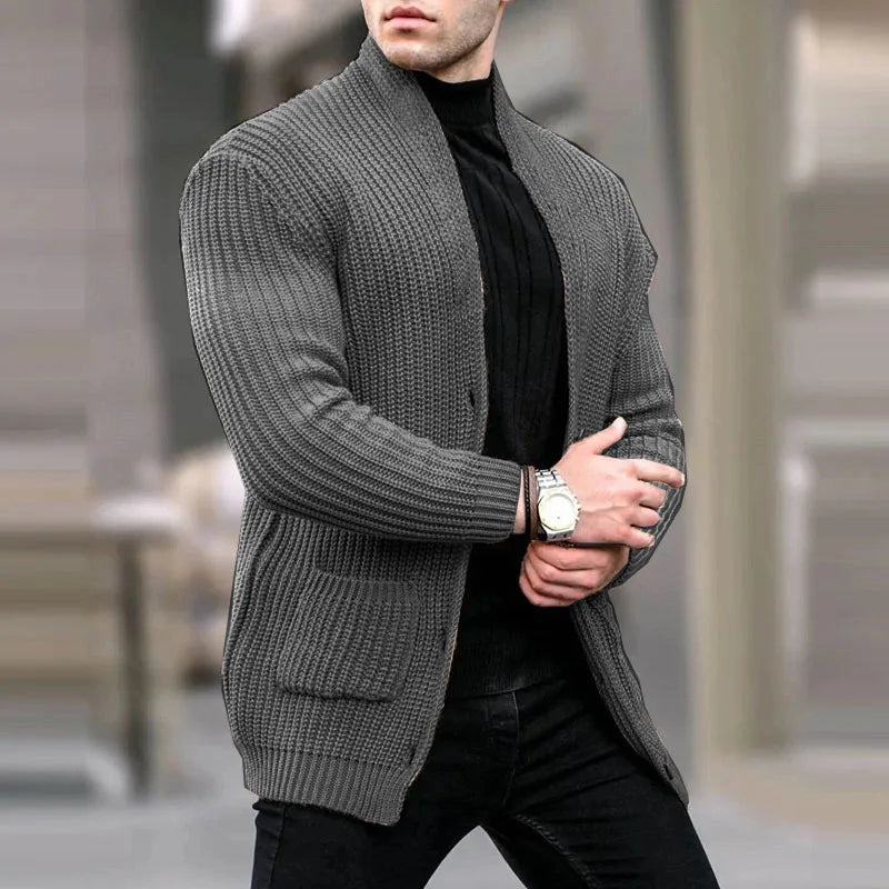 Men's Easy-Fit Open-Neck Knit Cardigan with Pockets – view 6