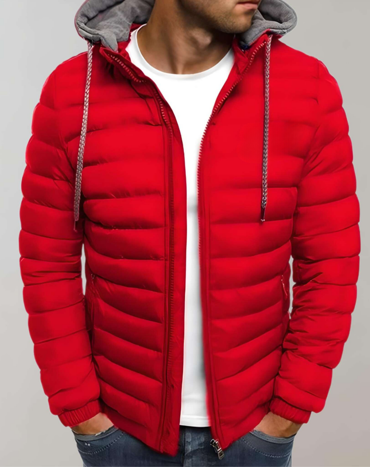 Men's Light-Weight Quilted Jacket with Hood and Elastic Cuffs – view 6