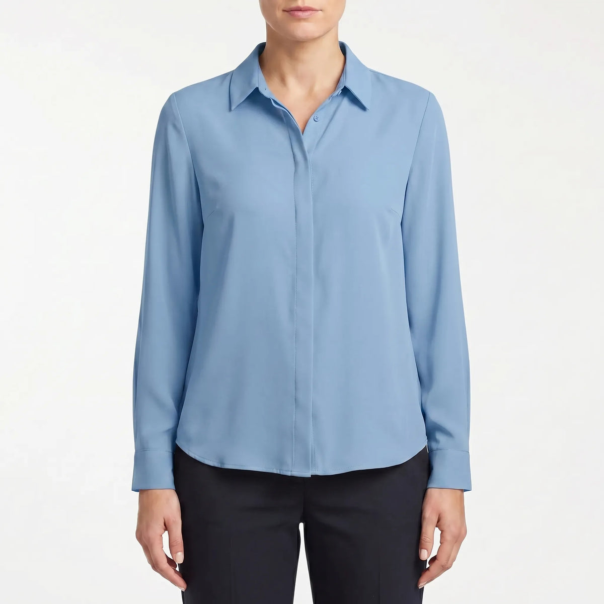 Women's Button Up Blouse for Work – Light Blue