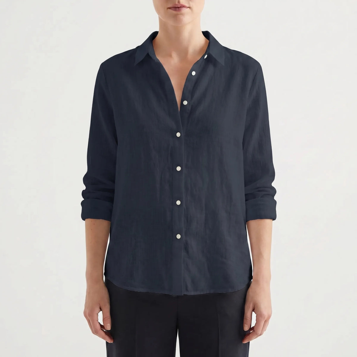 Women's Warm-Weather Button-Front Blouse – Black