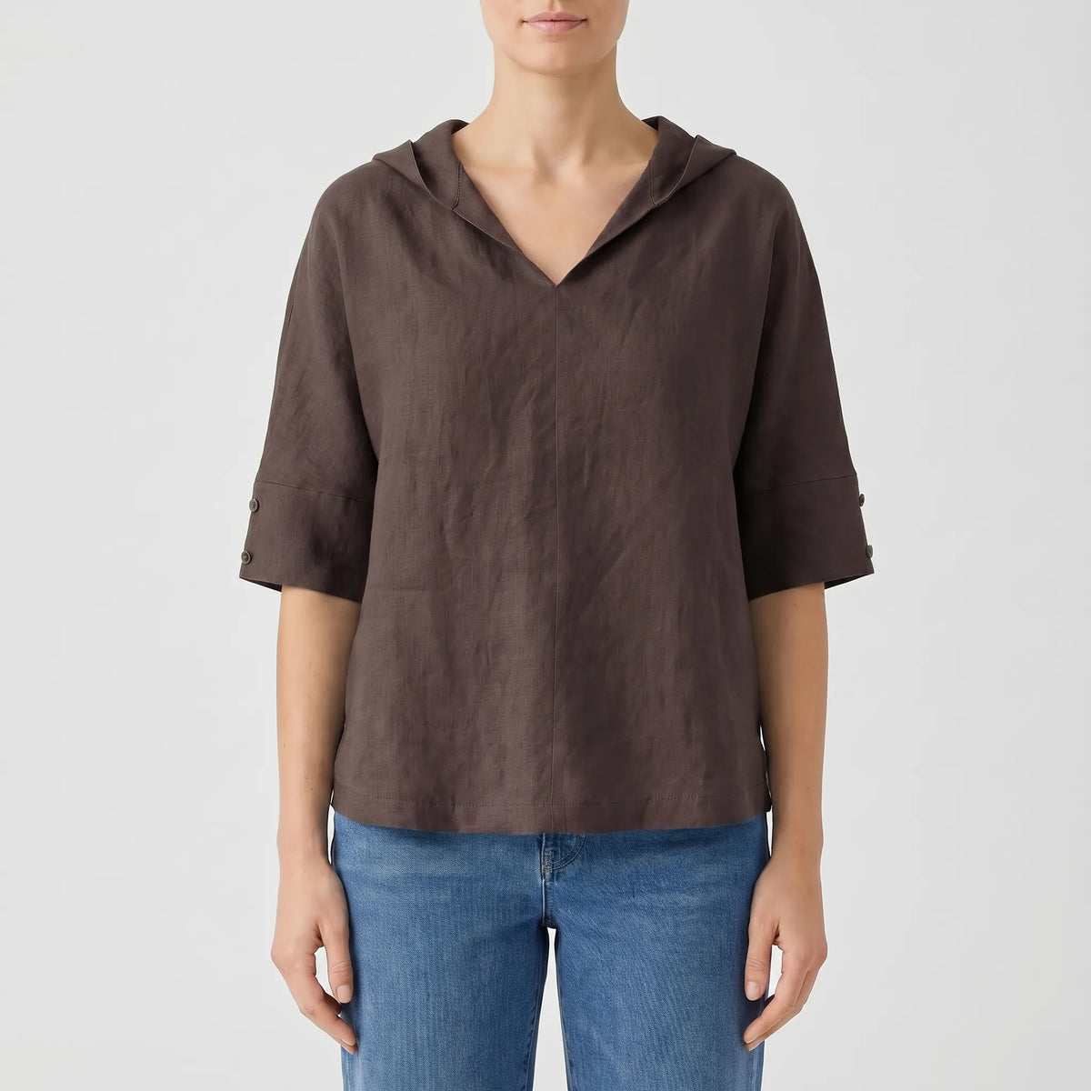 Women's V Neck Everyday Top – Brown