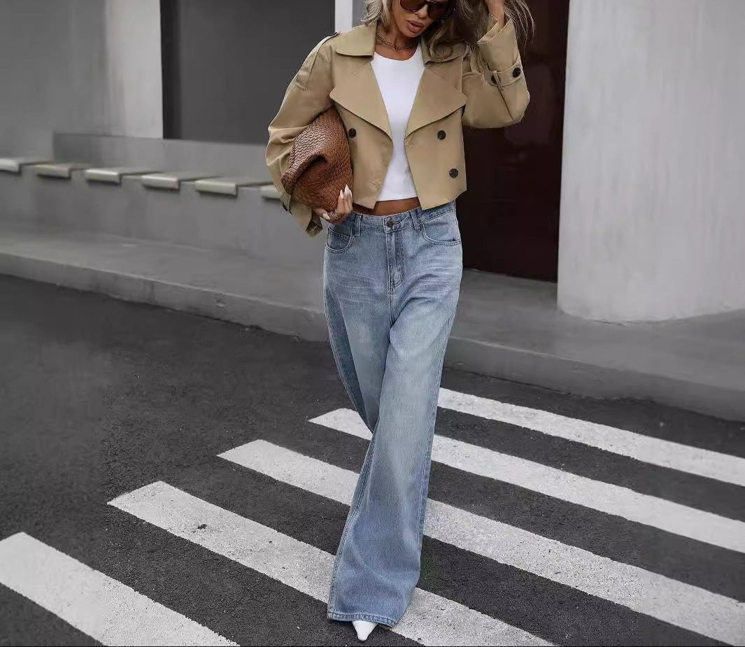 Women's Crop-Length Double-Breast Trench Jacket – view 2