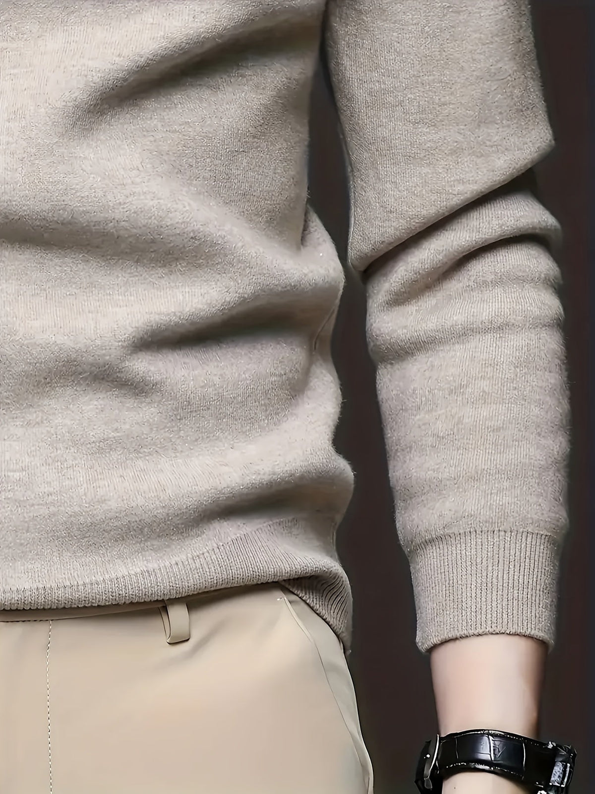 Men's Slim-Cut Rib-Knit Mock-Neck Knit Pullover – view 5