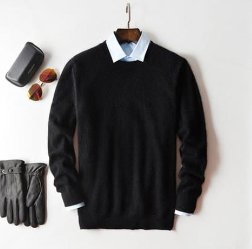 Men's Plush Knit Crewneck Sweater – Black
