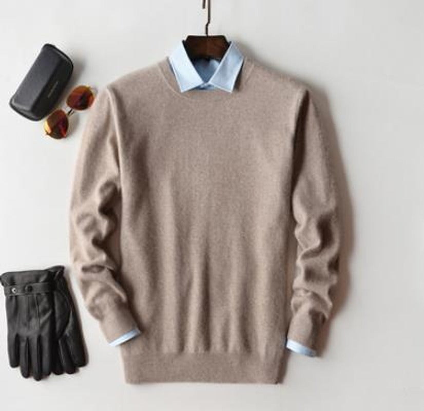 Men's Plush Knit Crewneck Sweater – Beige