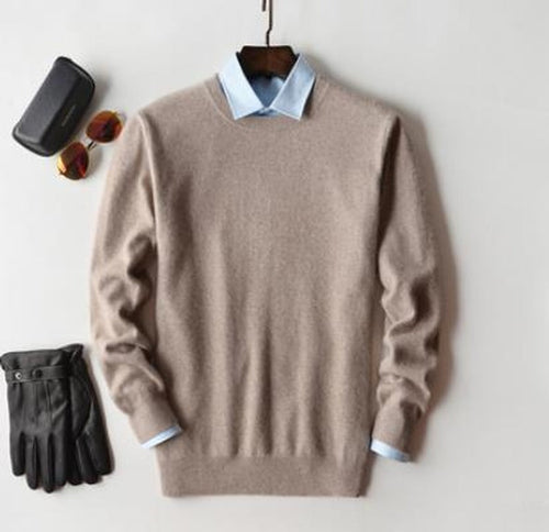 Men's Plush Knit Crewneck Sweater – Beige