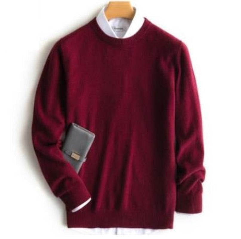 Men's Plush Knit Crewneck Sweater – Red
