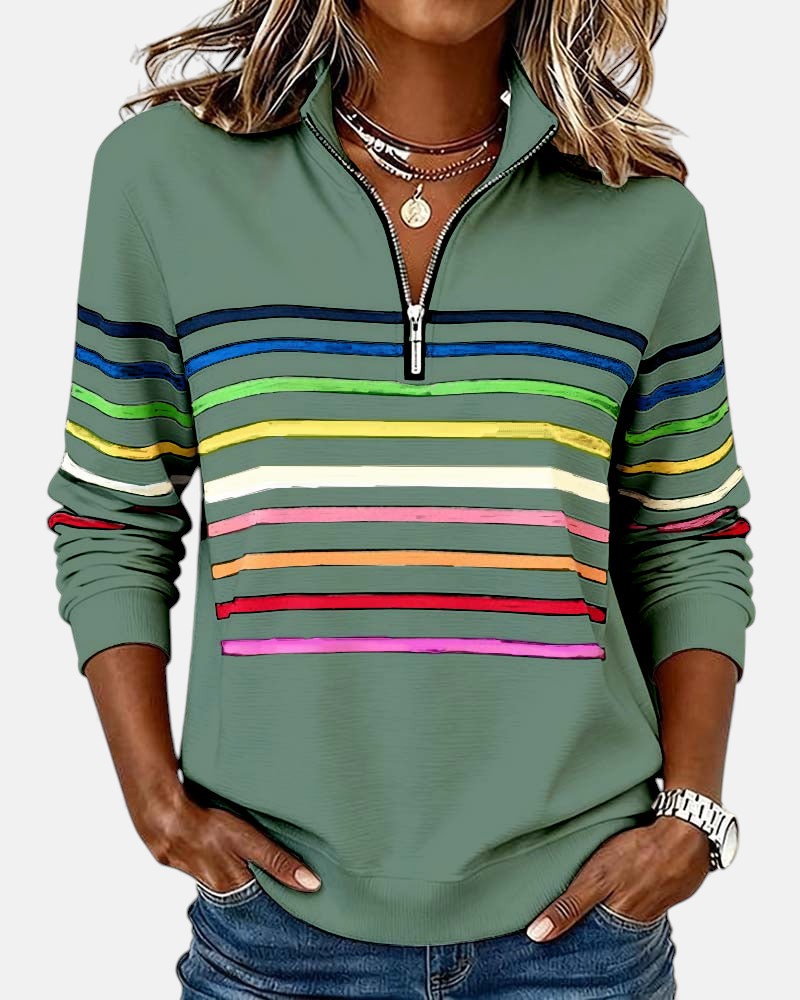 Women's Stripe-Detail Half-Zip Sweatshirt – view 6
