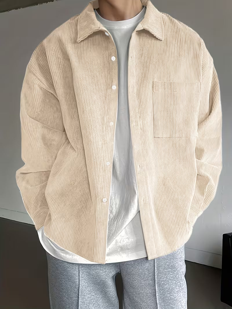 Men's Cord Long-Sleeve Everyday Jacket – Beige