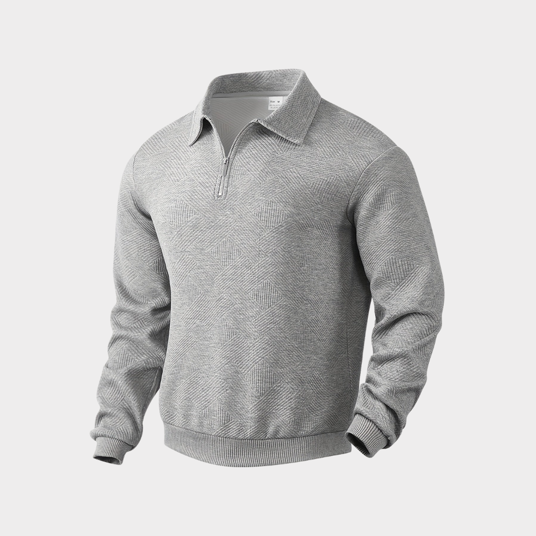 Men's Textured Half-Zip Sweatshirt for Work – Gray