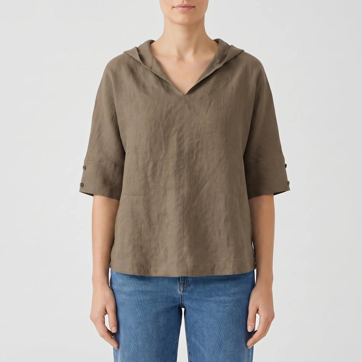 Women's V Neck Everyday Top – Khaki