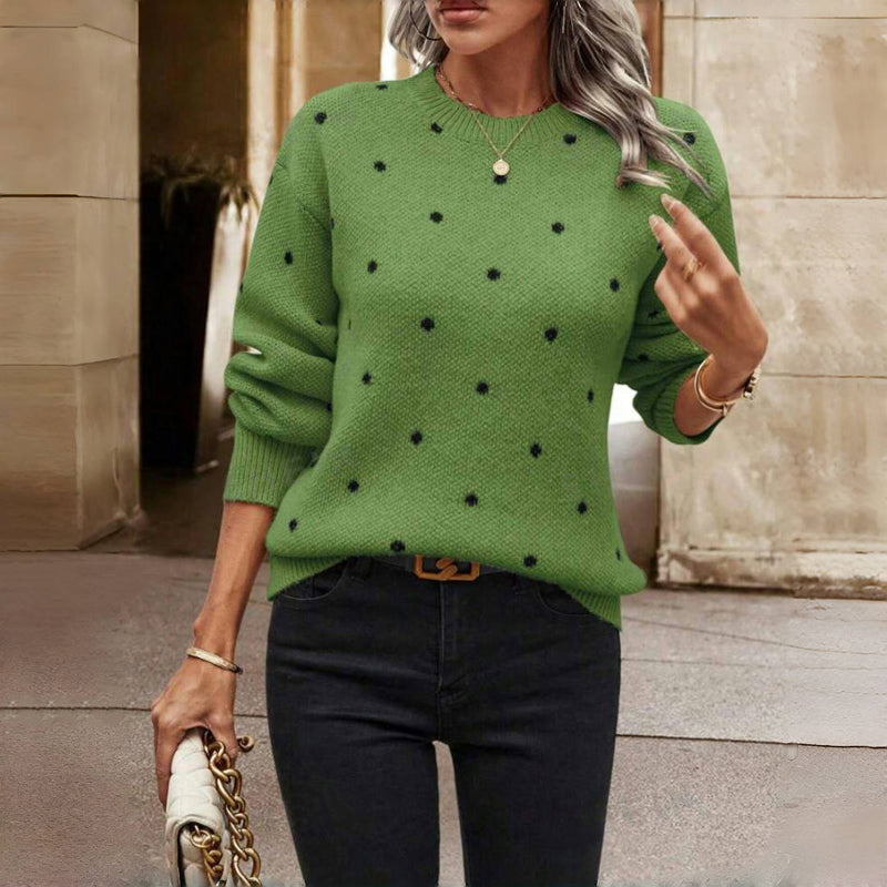 Women's Dot Print Light-Weight Knit Pullover – view 2