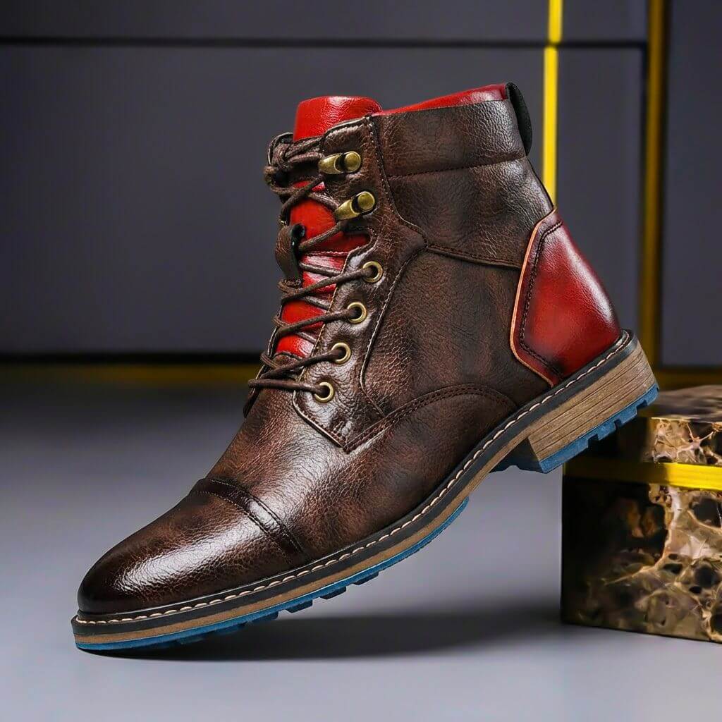 Men's Leather Cap-Toe Boots for Work – Dark Brown