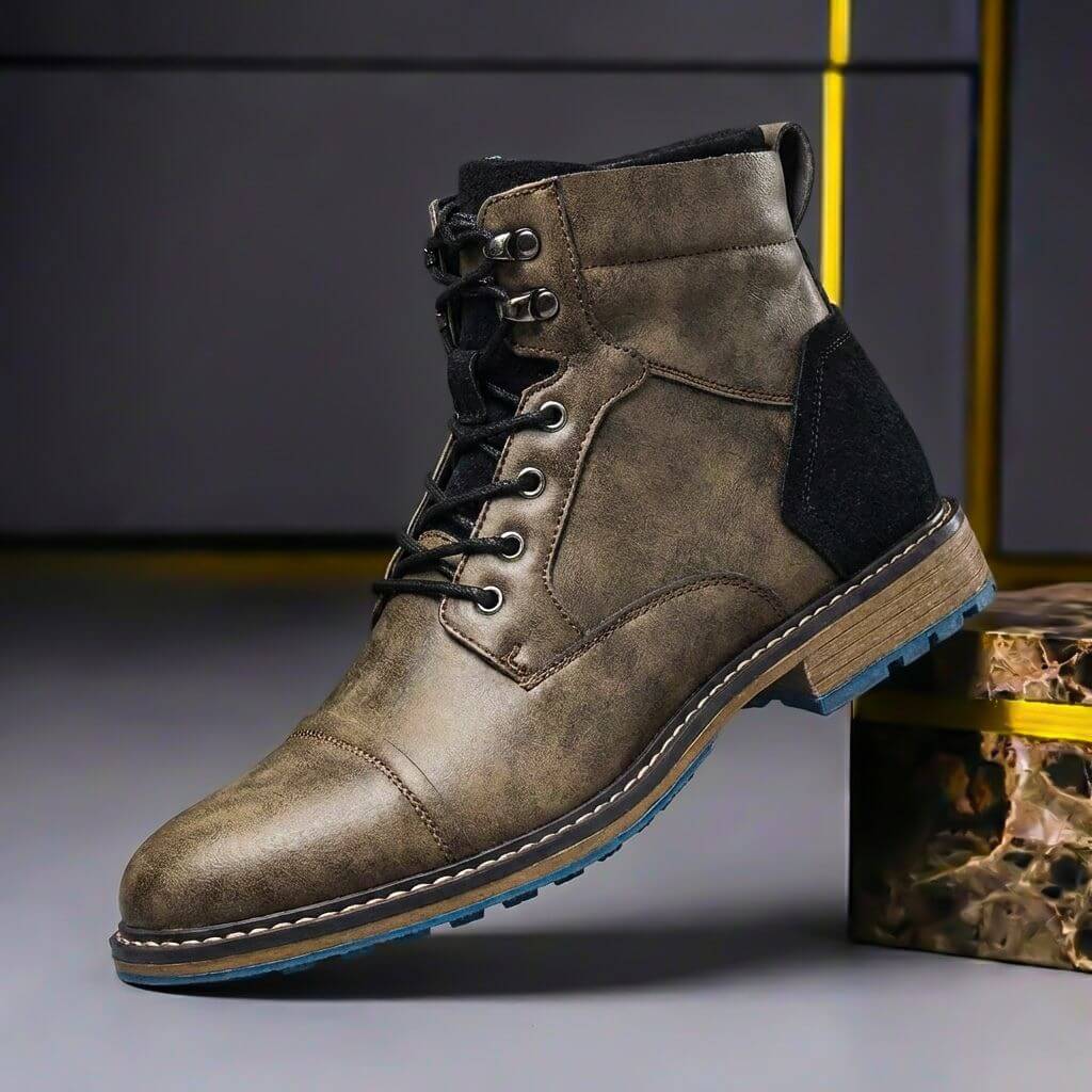 Men's Leather Cap-Toe Boots for Work – Taupe