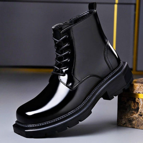 Men's Leather Laced Derby Boots – Black