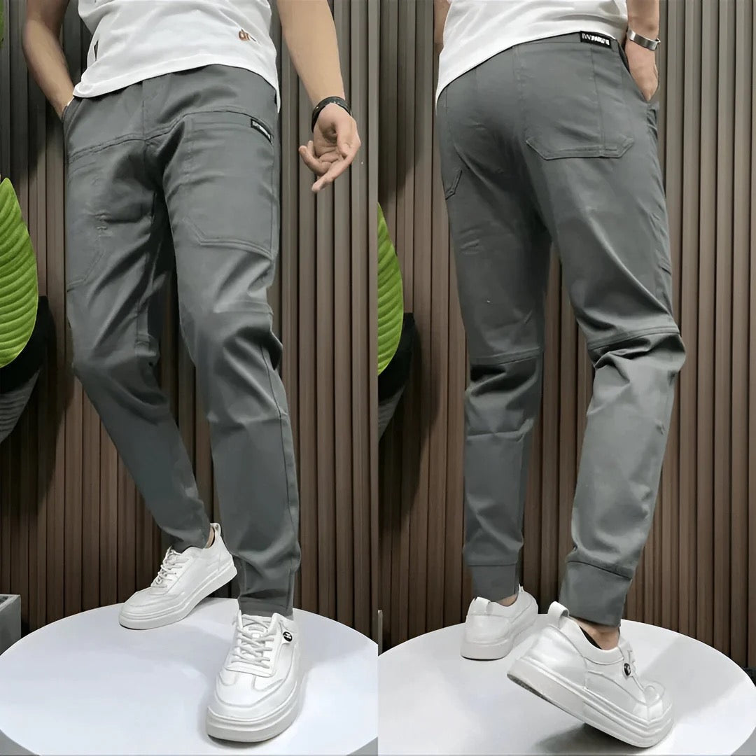 Men's Narrow-Cut Slim-Tapered Cargo Joggers – Dark Gray