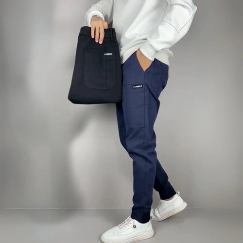 Men's Narrow-Cut Slim-Tapered Cargo Joggers – Blue