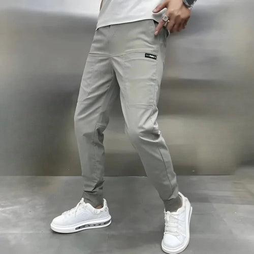 Men's Narrow-Cut Slim-Tapered Cargo Joggers – Light Gray