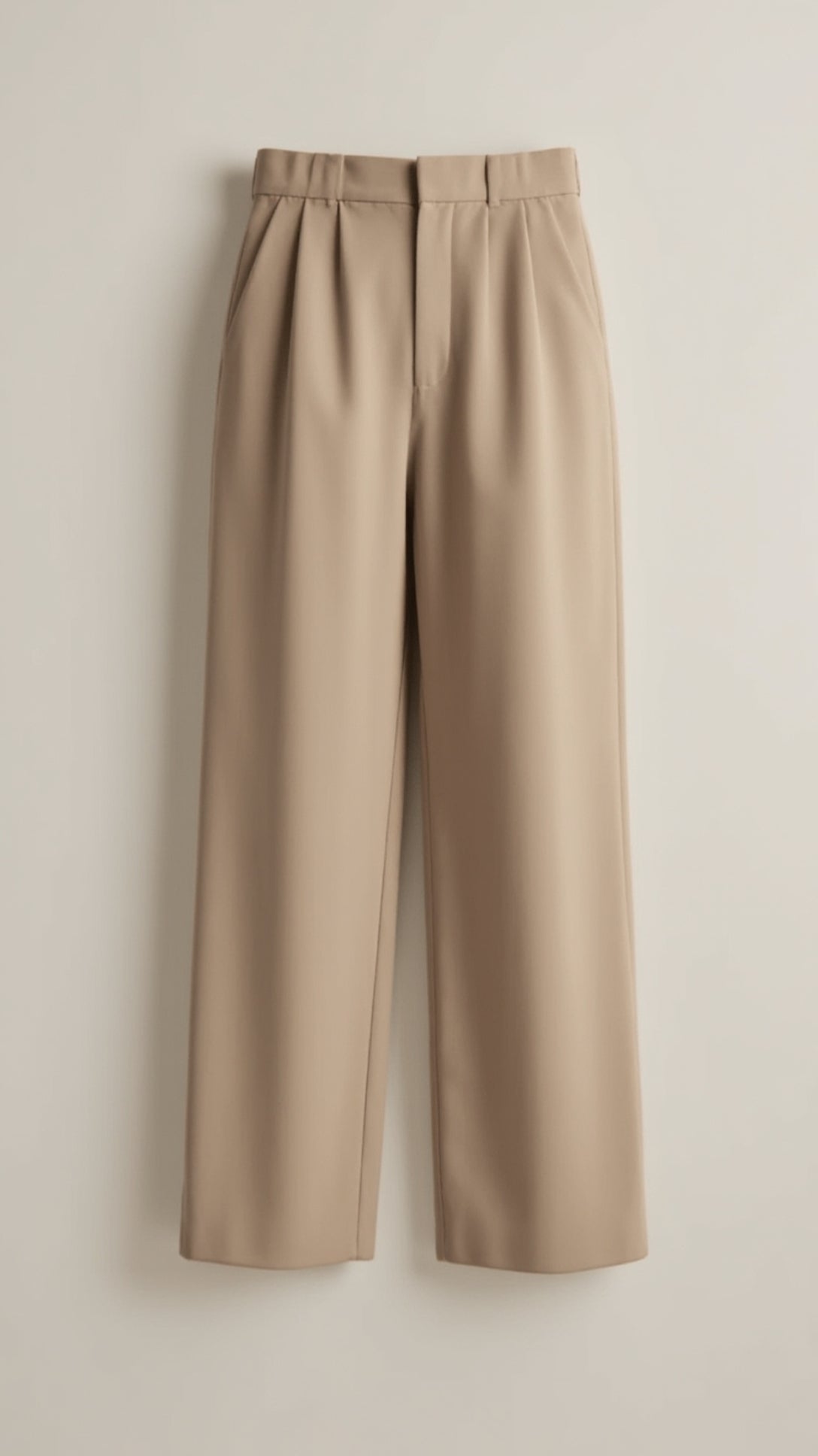 Women's Pleat-Detail Wide-Cut Pants – Beige