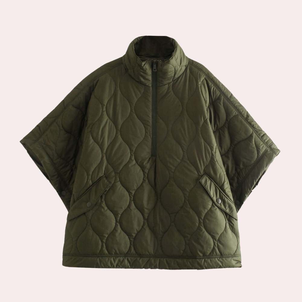 Women's Light-Weight Padded Cape Jacket – Army Green