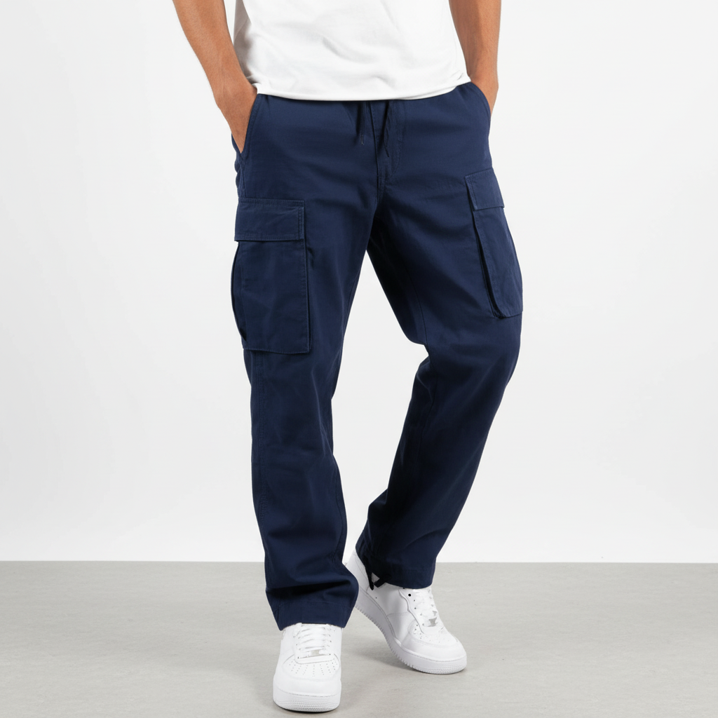 Men's Cotton Cargo Joggers for Walking – Dark Blue