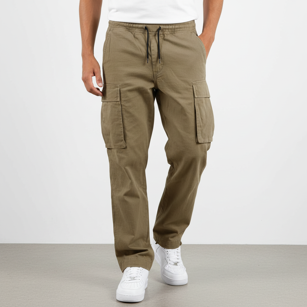 Men's Cotton Cargo Joggers for Walking – Olive Green
