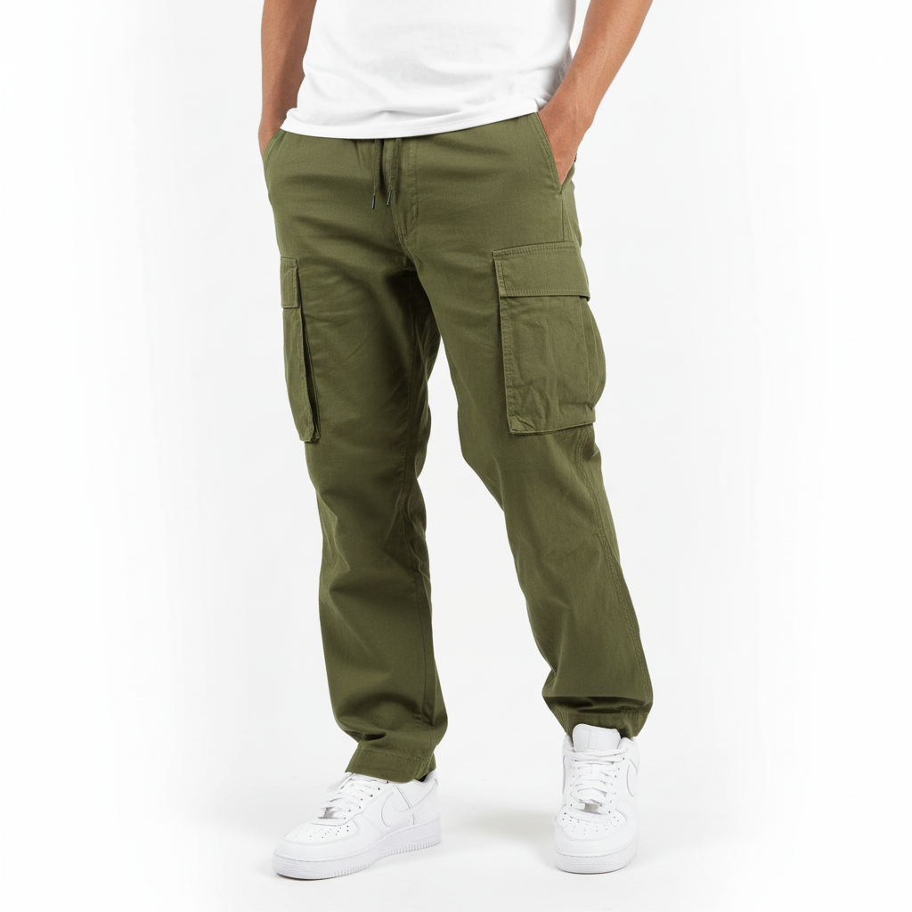 Men's Cotton Cargo Joggers for Walking – Army Green