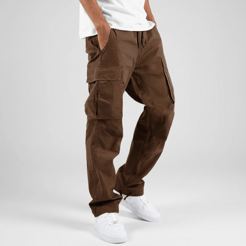 Men's Cotton Cargo Joggers for Walking – Dark Brown