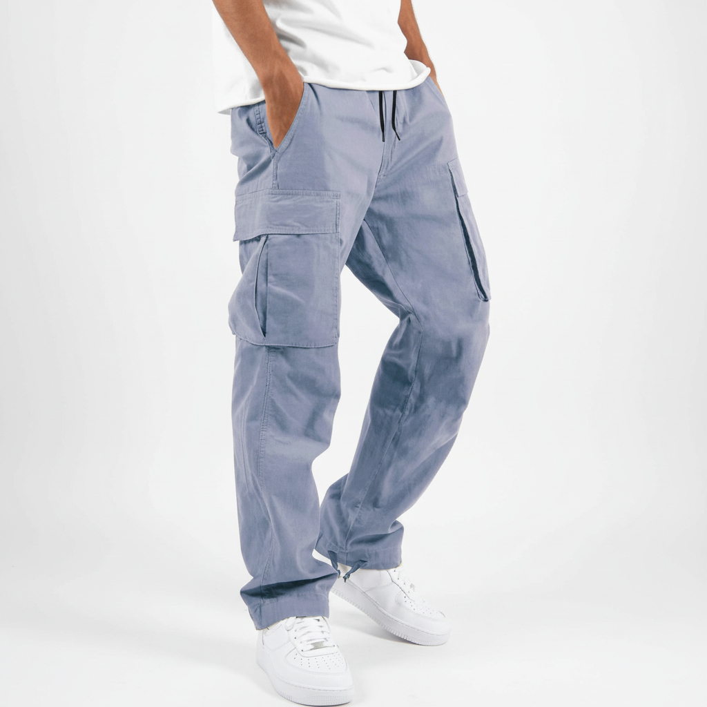 Men's Cotton Cargo Joggers for Walking – Light Blue