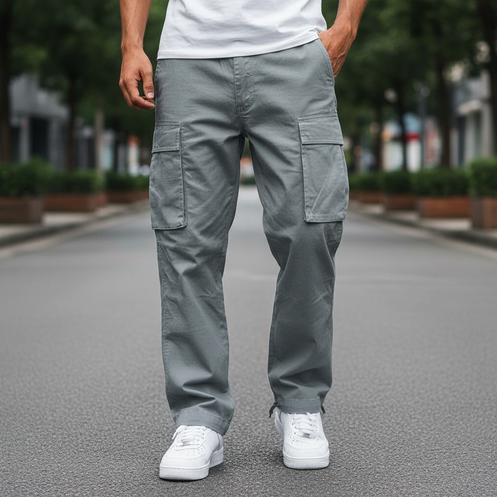 Men's Oversized Cotton Cargo Trousers – view 7