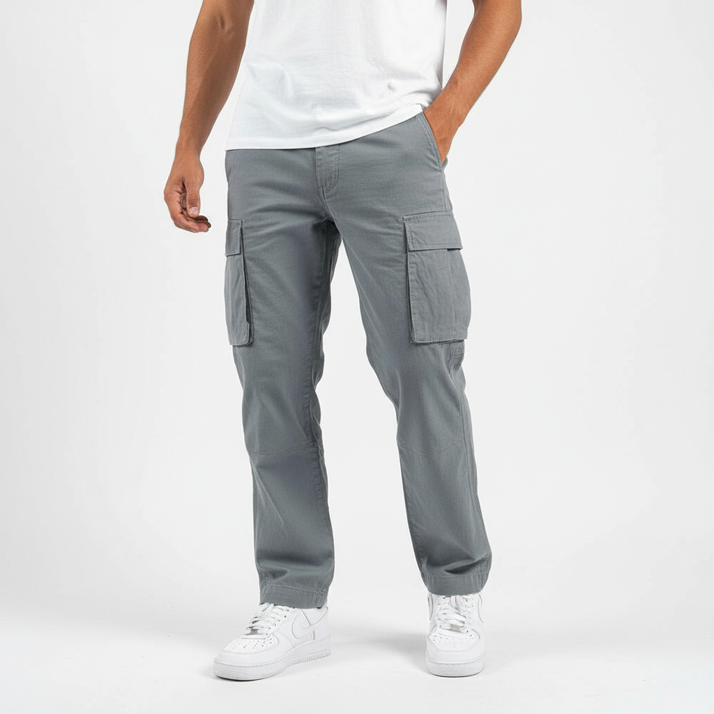 Men's Oversized Cotton Cargo Trousers – view 8