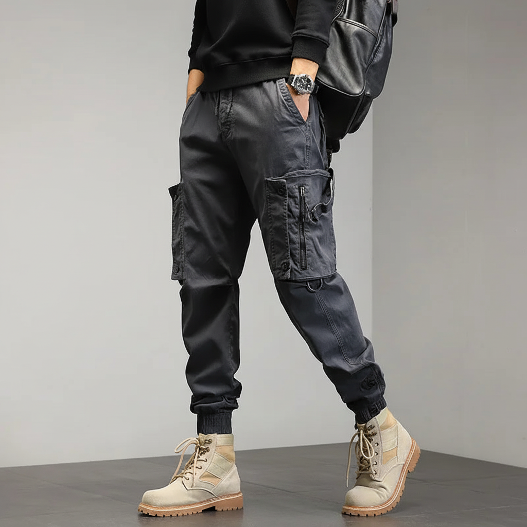 Men's Slim-Cut Cargo Pants – Gray