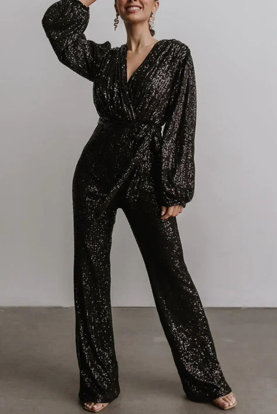 Women's Sequined Jumpsuit – Black