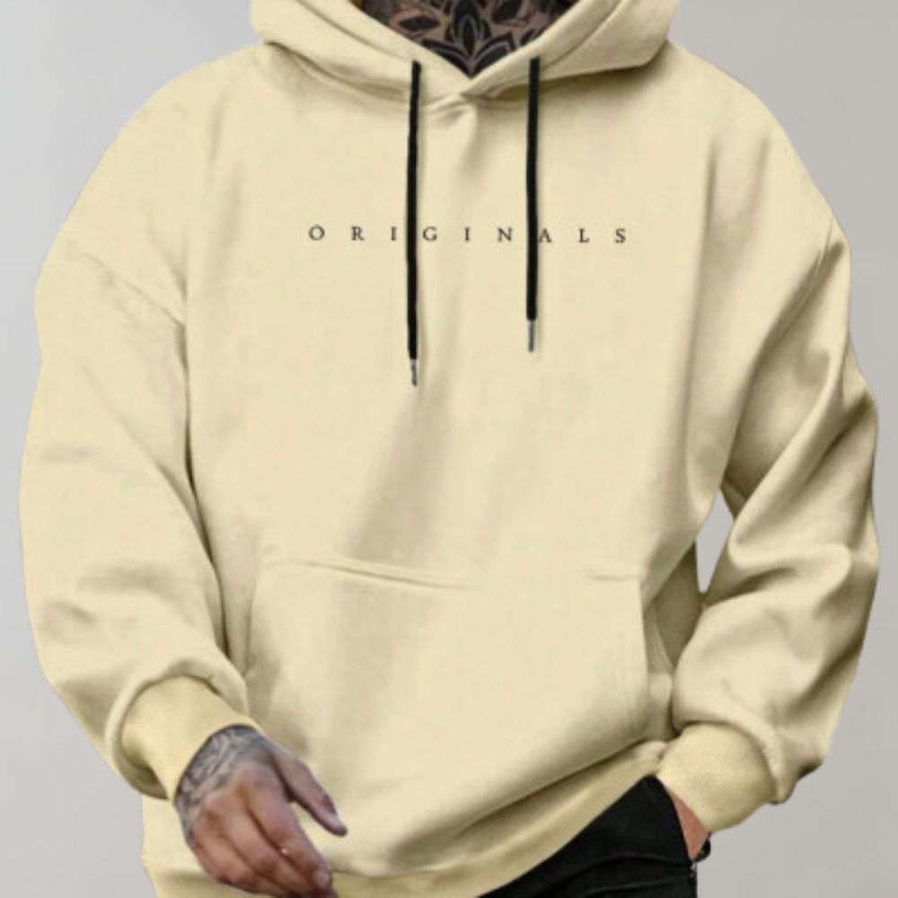 Men's Minimalist Relaxed-Fit Pullover Hoodie for Layering – Yellow