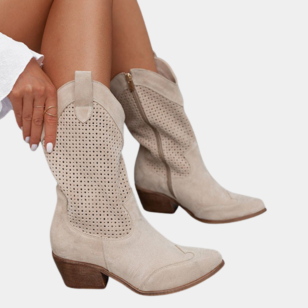 Women's Perforated Block-Heel Western Cowboy Boots for Weekends – view 6