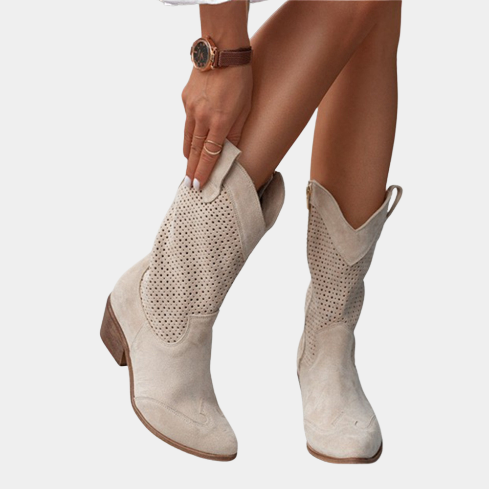 Women's Perforated Block-Heel Western Cowboy Boots for Weekends – view 7