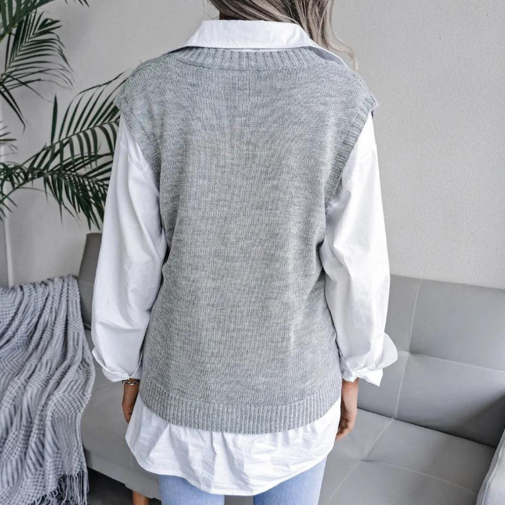 Women's Openwork V-Neckline Knit Sweater Vest – view 5