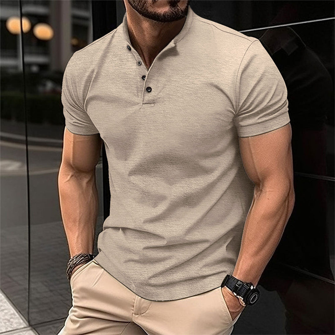 Men's Slim-Cut Fit Button Neck Polo Shirt – view 4