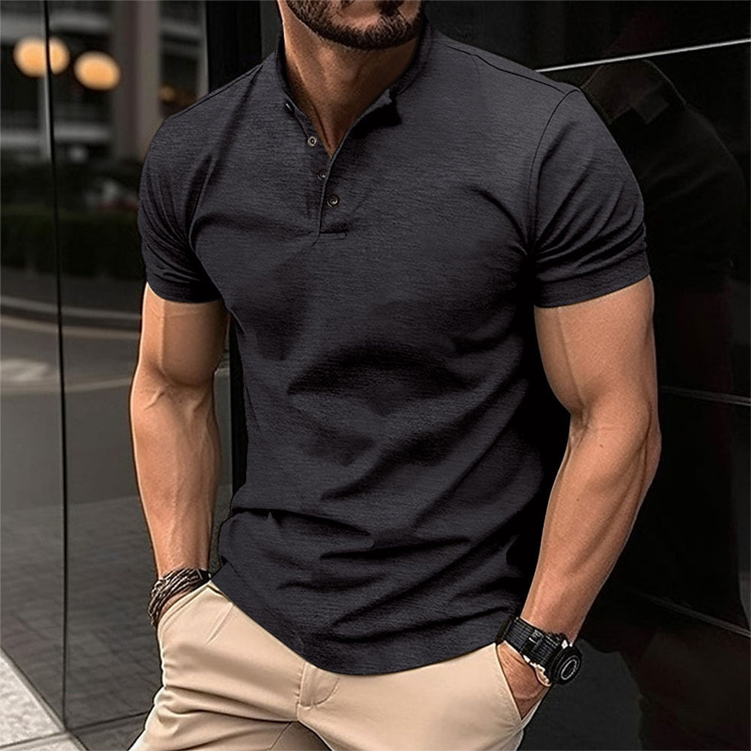 Men's Slim-Cut Fit Button Neck Polo Shirt – view 2
