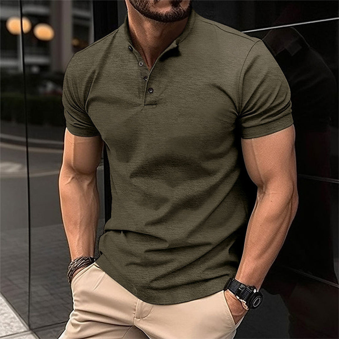 Men's Slim-Cut Fit Button Neck Polo Shirt – view 3